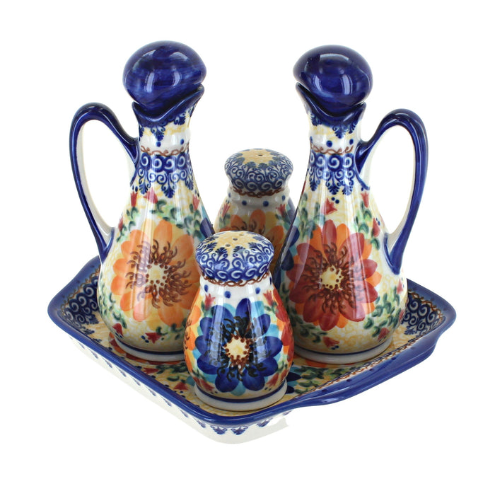 Polish Pottery Autumn Burst Table Accessory Set