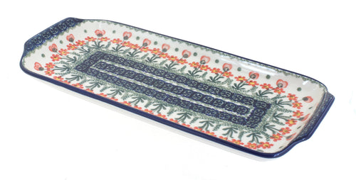 Polish Pottery Peach Posy Bread Tray