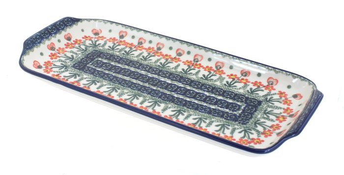 Polish Pottery Peach Posy Bread Tray
