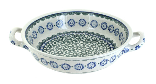 Polish Pottery Maia Small Round Casserole with Handles