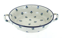 Polish Pottery Blueberry Small Round Casserole with Handles