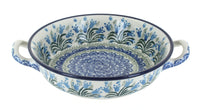 Polish Pottery Tulip Bouquet Small Round Casserole with Handles