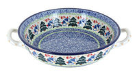 Polish Pottery Winter Bells Small Round Casserole with Handles