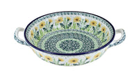 Polish Pottery Dandelion Small Round Casserole with Handles