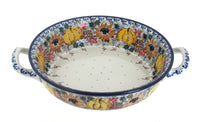 Polish Pottery Harvest Bounty Small Round Casserole with Handles
