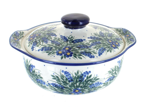 Polish Pottery Hyacinth Round Covered Baker