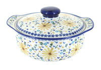 Polish Pottery Yellow Daisy Round Covered Baker