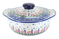 Polish Pottery Roses Are Red Round Covered Baker