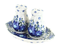 Polish Pottery Melanie Salt & Pepper Shakers with Tray