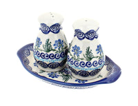 Polish Pottery Charleston Salt & Pepper Shakers with Tray
