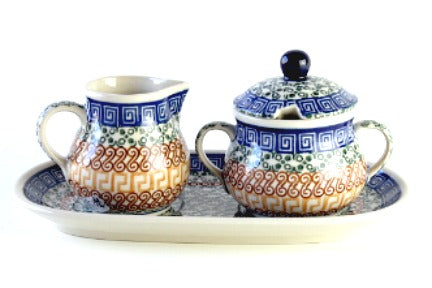Athena Small Cream & Sugar Set with Tray Polish Pottery