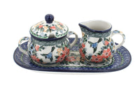 Polish Pottery Maria Small Cream & Sugar Set with Tray