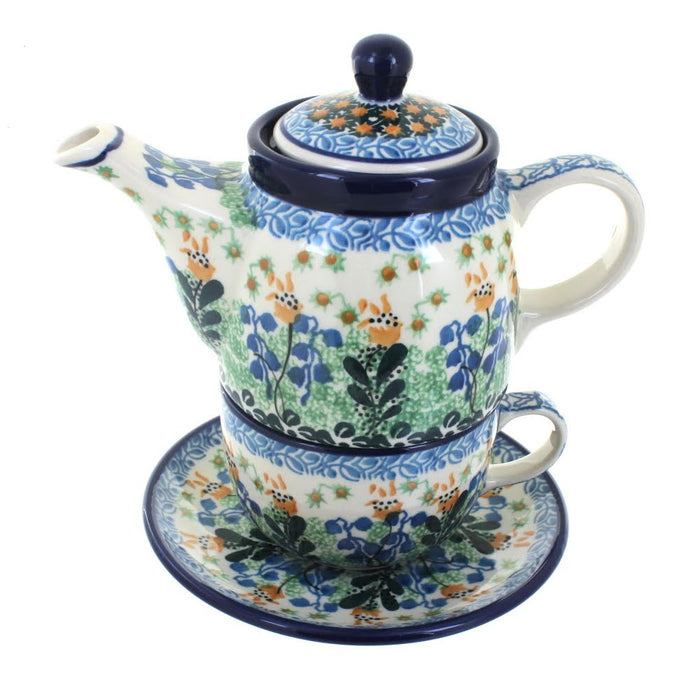 Polish Pottery Lily of the Valley Tea for One