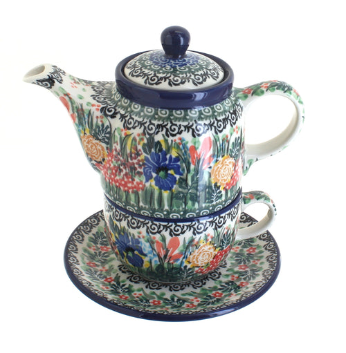 Polish Pottery Summer Blooms Tea For One
