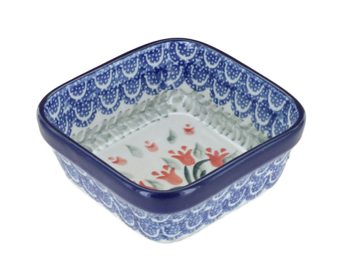 Polish Pottery Spring Tulip Small Square Dish