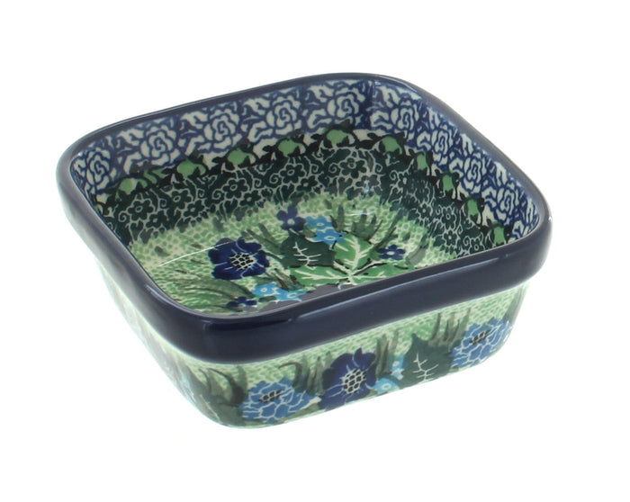 Sapphire Fields Small Square Dish Polish Pottery