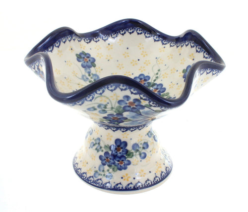 Polish Pottery Daisy Surprise Pedestal Candy Bowl