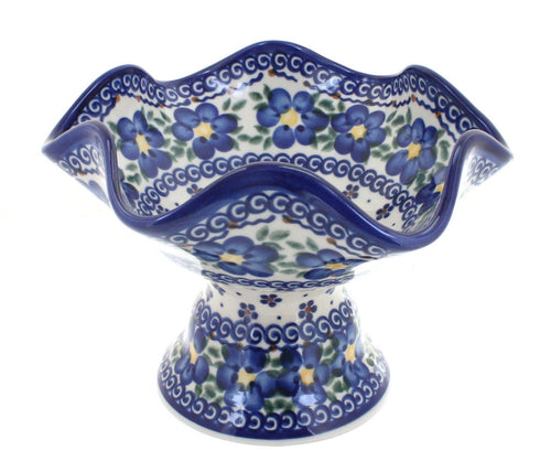 Polish Pottery Spring Blossom Pedestal Candy Dish