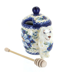 Polish Pottery Daisy Surprise Honey Pot