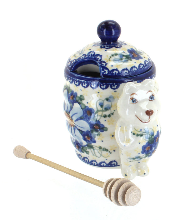 Polish Pottery Daisy Surprise Honey Pot