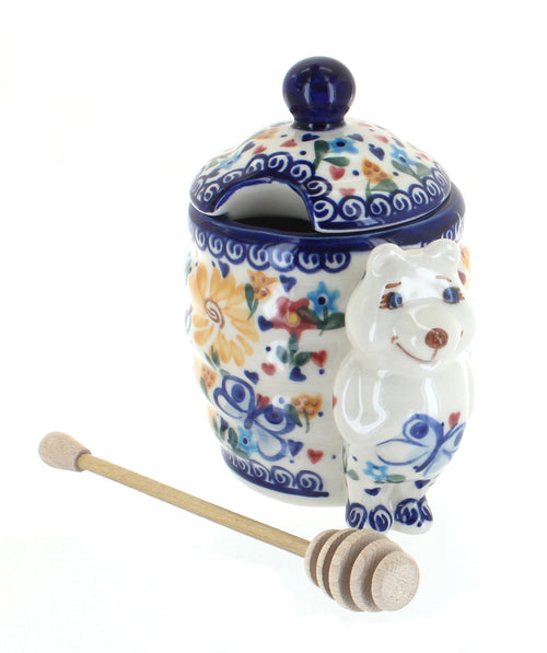Polish Pottery Butterfly Honey Pot