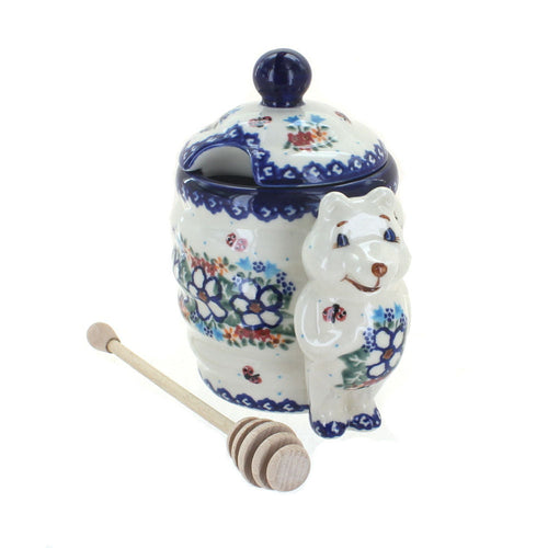 Polish Pottery Scarlett Honey Pot