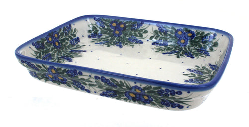 Polish Pottery Hyacinth Medium Rectangular Baker