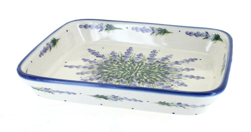 Polish Pottery Lavender Fields Medium Rectangular Baker