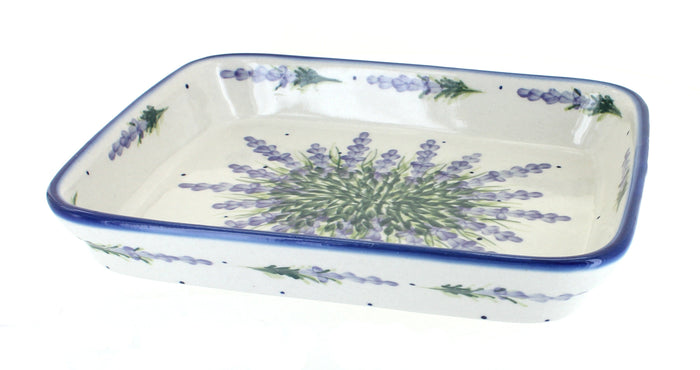 Polish Pottery Lavender Fields Medium Rectangular Baker