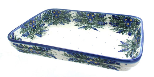 Polish Pottery Hyacinth Large Rectangular Baker
