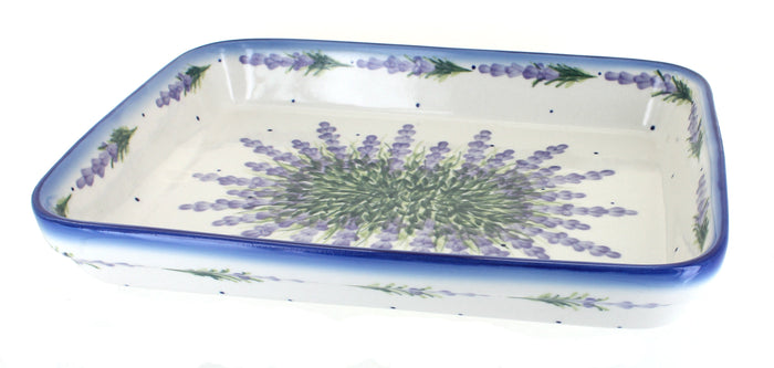 Polish Pottery Lavender Fields Large Rectangular Baker