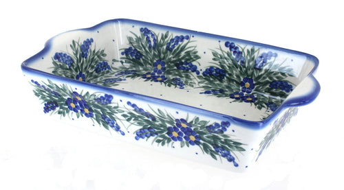 Polish Pottery Hyacinth Loaf Baker with Handles