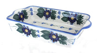 Polish Pottery Forget Me Not Loaf Baker with Handles