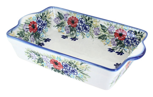Polish Pottery Summer Garden Loaf Baker with Handles
