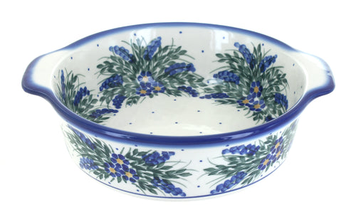 Polish Pottery Hyacinth Round Baker