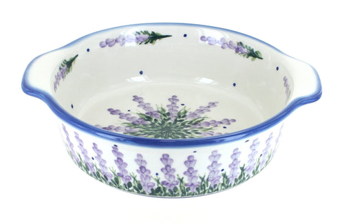 Polish Pottery Lavender Fields Round Baker