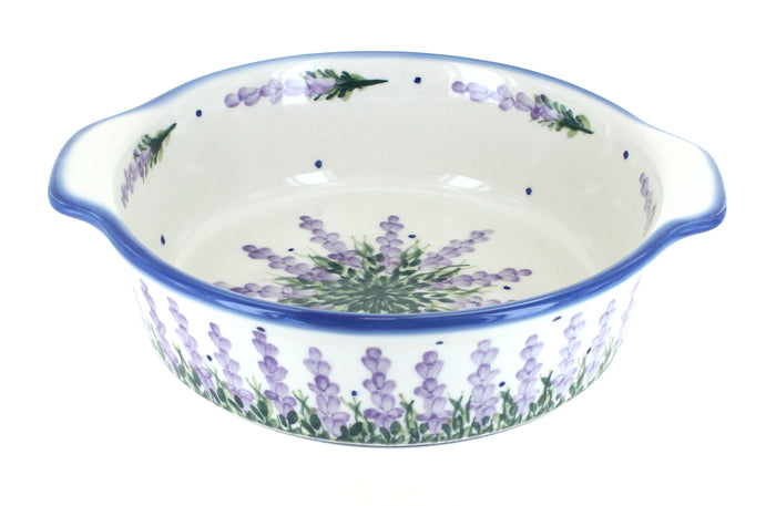 Polish Pottery Lavender Fields Round Baker