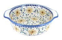 Polish Pottery Yellow Daisy Round Baker