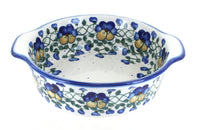 Polish Pottery Pansies Round Baker