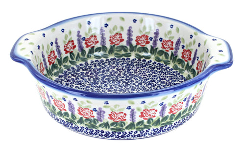 Polish Pottery Roses Are Red Round Baker