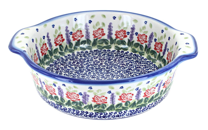Polish Pottery Roses Are Red Round Baker