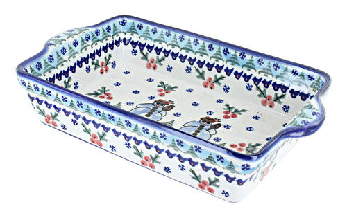 Polish Pottery Frosty Duo Loaf Baker with Handles
