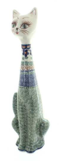 Polish Pottery Aztec Flower Large Cat