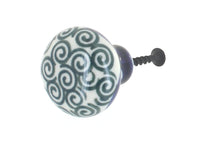 Polish Pottery Peacock Swirl Drawer Pull