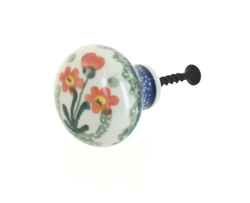 Polish Pottery Peach Posy Drawer Pull