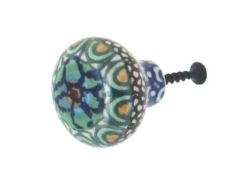 Polish Pottery Mardi Gras Drawer Pull