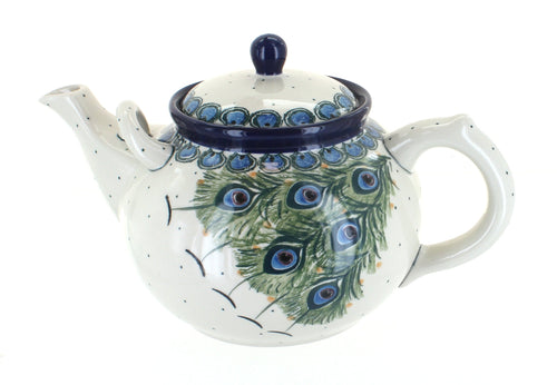 Polish Pottery Peacock Feather Large Teapot