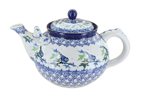 Polish Pottery Mockingbird Large Teapot
