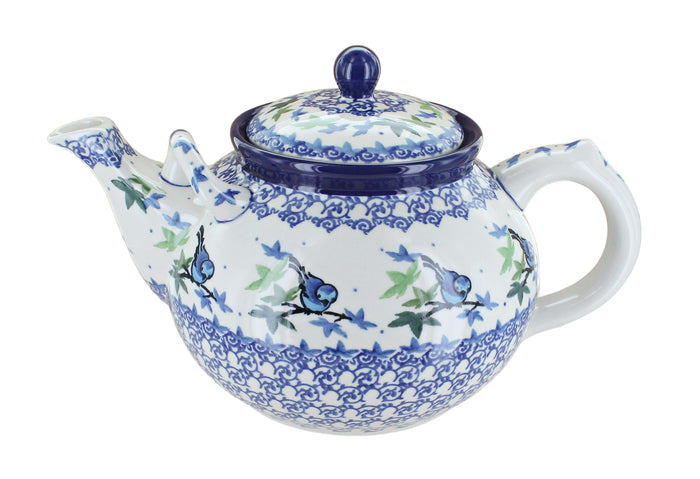 Polish Pottery Mockingbird Large Teapot