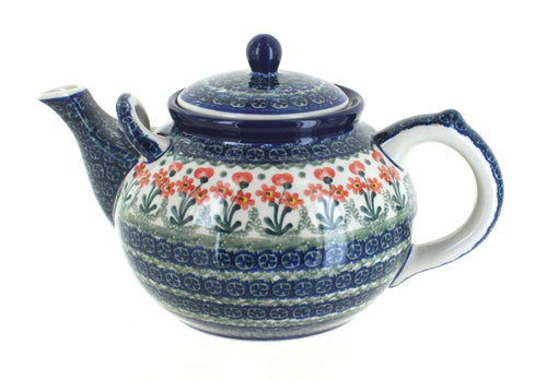 Polish Pottery Peach Posy Large Teapot
